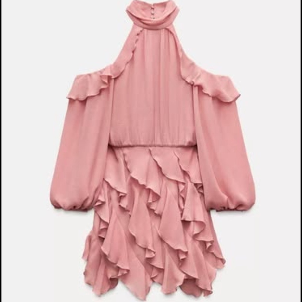 Zara Pink Ruffled Mini Dress